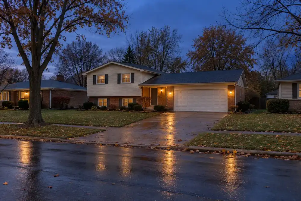 Illustration of a typical residential street in the Bedford Heights, OH area