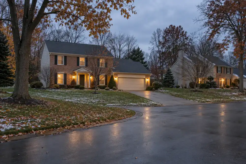 Illustration of a typical residential street in the Broadview Heights, OH area