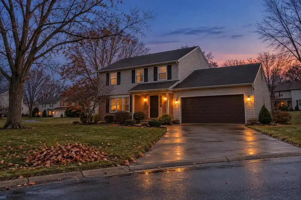 Illustration of a typical residential street in the Copley Township, OH area