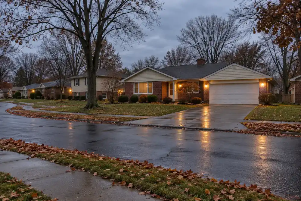 Illustration of a typical residential street in the Maple Heights, OH area