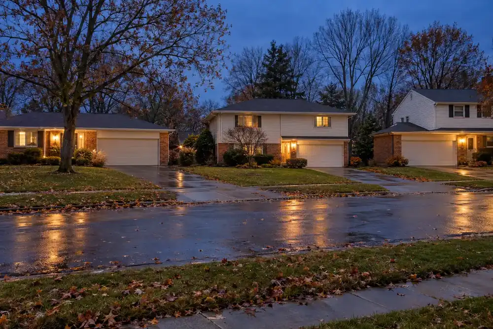 Illustration of a typical residential street in the South Euclid, OH area