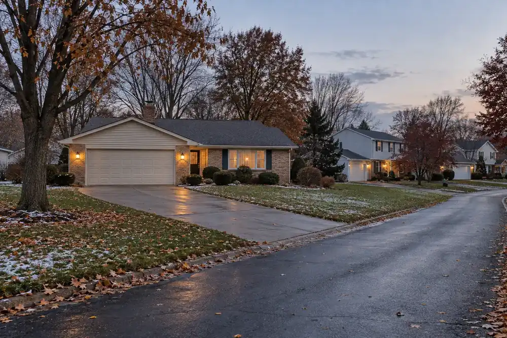 Illustration of a typical residential street in the Stow, OH area