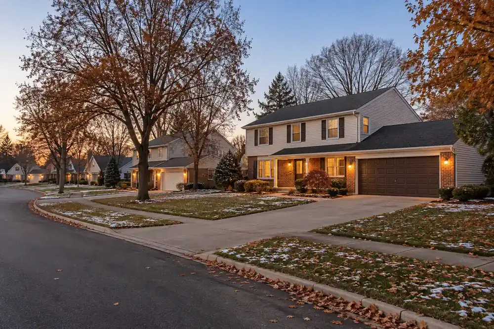 Illustration of a typical residential street in the Westlake, OH area
